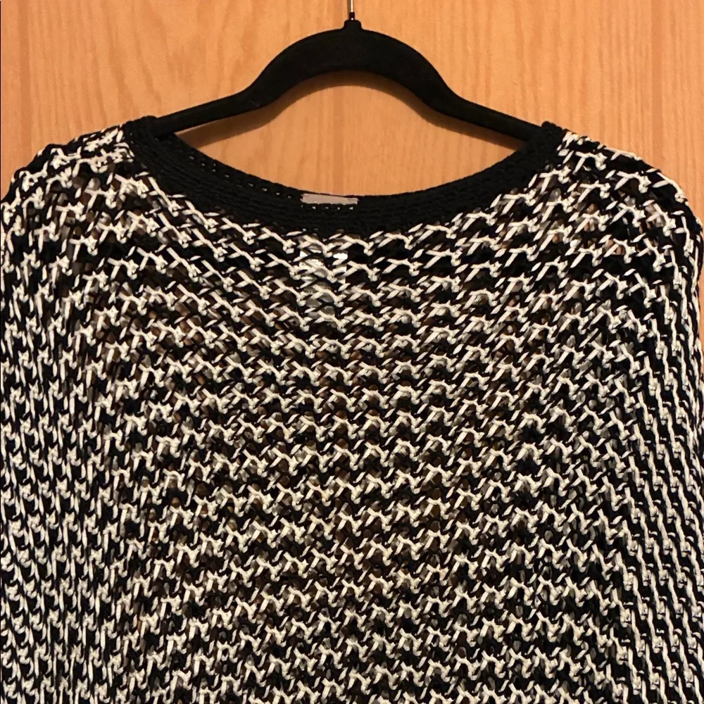 Chico's Black and White Knit Poncho - Picture 2 of 4
